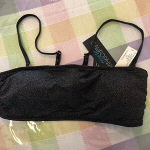 California Waves Black Shimmer Swim Top Size XL
